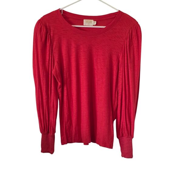 Nation LTD Womens Puff Long Sleeve Top Size Medium Coral Color - Picture 1 of 3